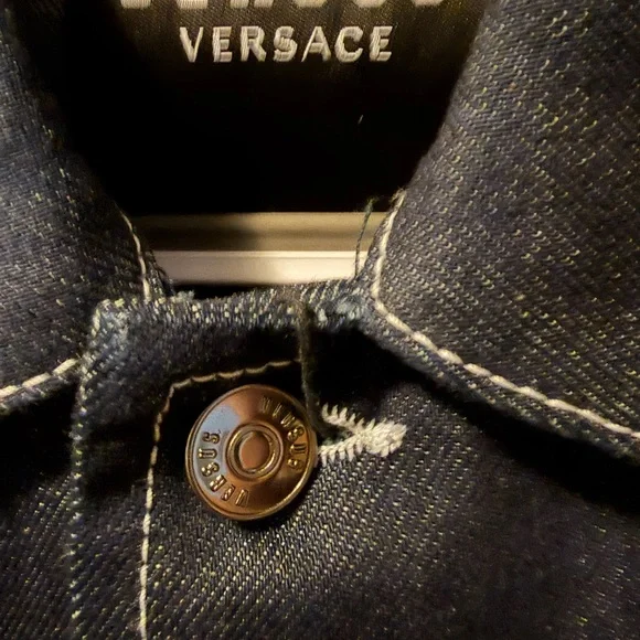 Versace versus Dark Blue Denim Jacket with Sleeve Logo - Picture 6 of 11